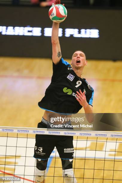 Kevin Le Roux of Rennes during the Ligue A match between Rennes and Poitiers on February 2, 2018 in Rennes, France.