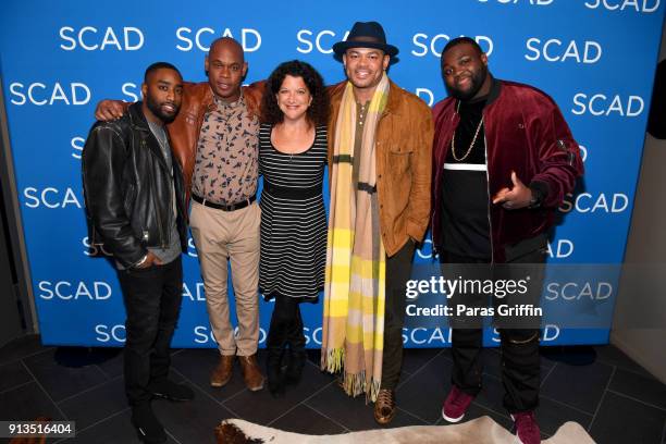 Marcc Rose, Bokeem Woodbine, Debra Birnbaum, Anthony Hemingway, and Wavyy Jonez attend a screening and Q&A for 'Unsolved: The Murders of Tupac and...