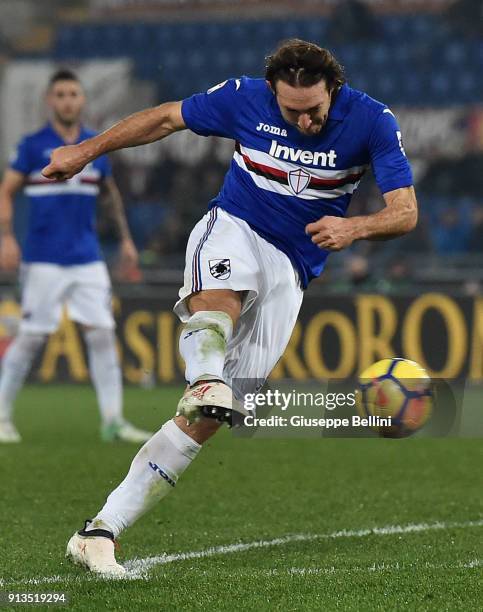 Edgar Osvaldo Barreto of UC Sampdoria in action during the serie A match between AS Roma and UC Sampdoria at Stadio Olimpico on January 28, 2018 in...