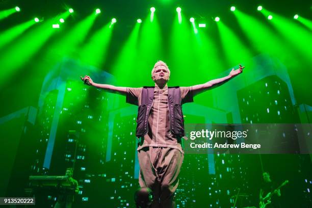 Danny O'Donoghue of The Script perform live on stage at First Direct Arena Leeds on February 2, 2018 in Leeds, England.