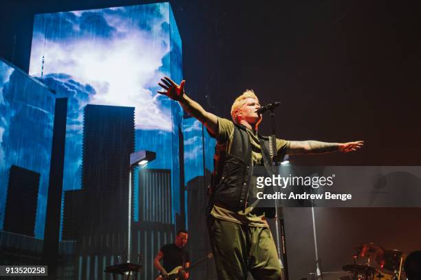 Danny O'Donoghue of The Script perform live on stage at First Direct Arena Leeds on February 2, 2018 in Leeds, England.