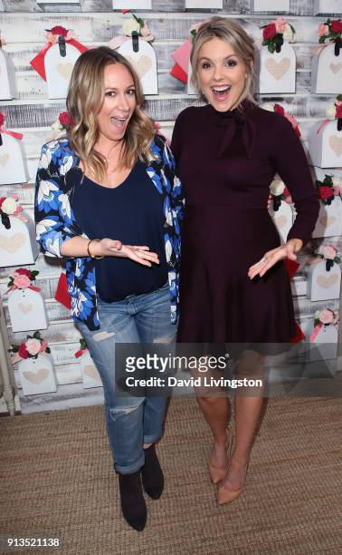 Actress Haylie Duff and TV personality Ali Fedotowsky pose at Hallmark's "Home & Family" at Universal Studios Hollywood on February 2, 2018 in...