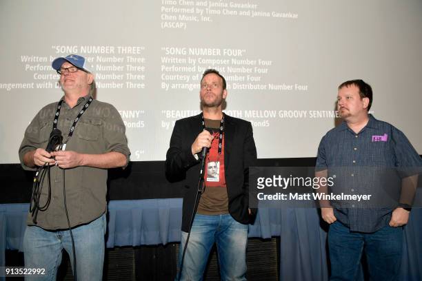 Director Steve Anderson, actor Michael Rodrick and executive producer Bill Eikost speak at a screening of 'The White Orchid' during The 33rd Santa...