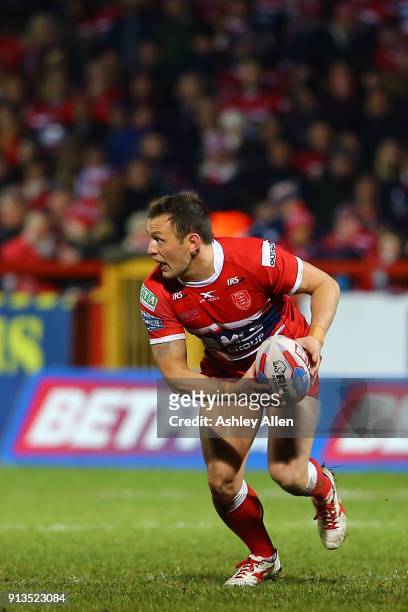 Hull KR's Danny McGuire looks for a pass during the BetFred Super League match between Hull KR and Wakefield Trinity at KCOM Craven Park on February...