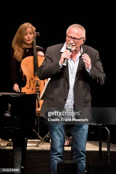 German singer Konstantin Wecker performs live on stage during a concert at the Theater am Kurfuerstendamm on February 2, 2018 in Berlin, Germany.