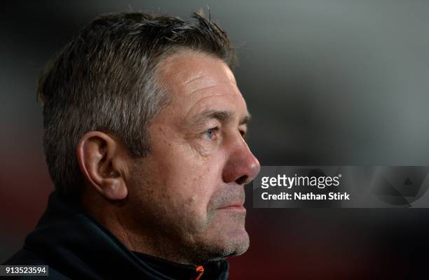 Castleford Tigers head coach Daryl Powell looks on during the Betfred Super League match between St Helens and Castleford Tigers at Langtree Park on...