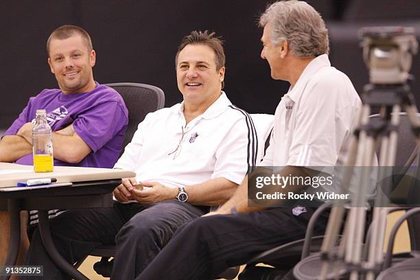 Sacramento Kings owner Gavin Maloof and head coach Paul Westphal talk about what they see during training camp on October 2, 2009 at the Practice...