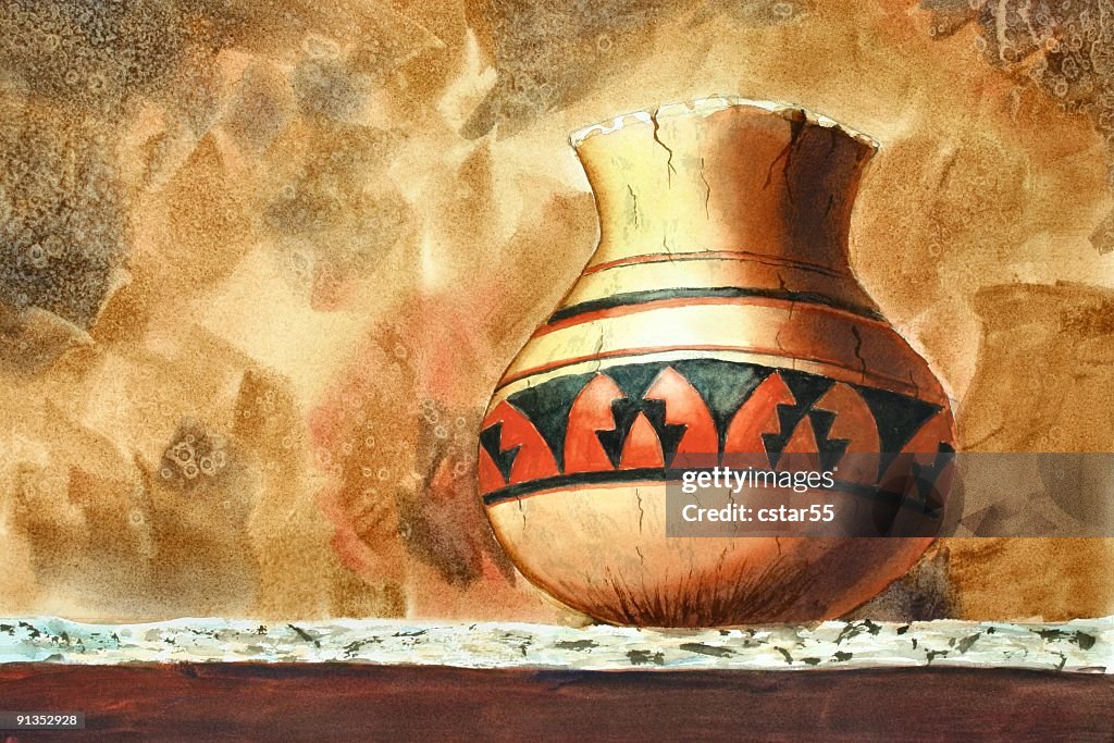 Indian Pot Aquarell
