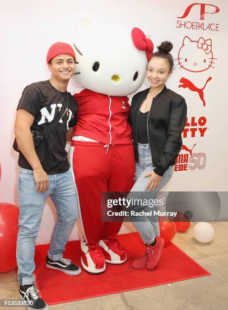 Hello Kitty and Kayla Maisonet attend PUMA x Hello Kitty Launch Event At Shoe Palace LA on February 2, 2018 in Los Angeles, California.