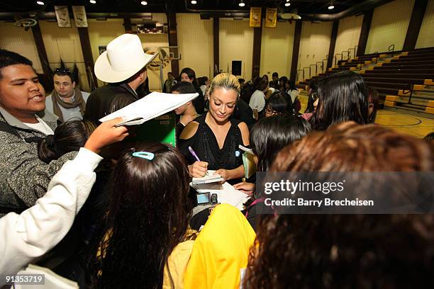 Vicky Terrazas at the Latin GRAMMY in the Schools at Benito Juarez Academy on October 2, 2009 in Chicago, Illinois.