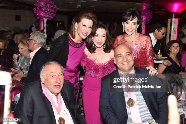Guest, Nancy Brinker, Laurie Silvers, Julie Cummings and Oneil Khosa attend Susan G. Komen presents the 8th Annual Perfect Pink Party on Bahamas...