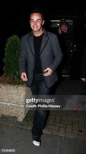 Anthony McPartlin arrives at the Late Late Show at the RTE Studios on October 2, 2009 in Dublin, Ireland.
