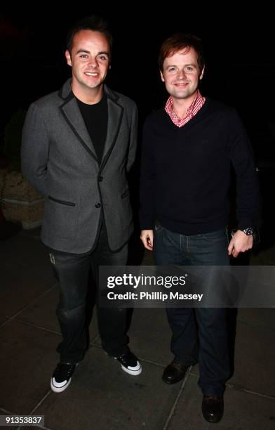 Anthony McPartlin and Declan Donnelly arrive at the Late Late Show at the RTE Studios on October 2, 2009 in Dublin, Ireland.