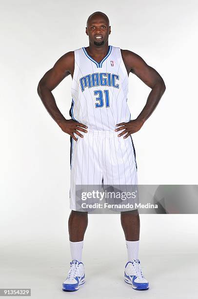 Adonal Foyle of the Orlando Magic poses for a portrait during 2009 NBA Media Day on September 28, 2009 at the RDV Sportsplex in Maitland, Florida....