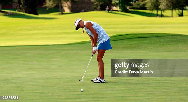 Amateur golfer Alexis Thompson putts on the 10th green during second round play in the Navistar LPGA Classic at the Robert Trent Jones Golf Trail at...