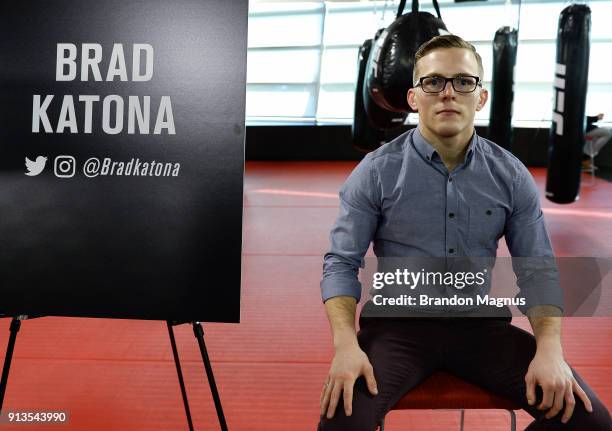Brad Katona poses for a photo during the The Ultimate Fighter: Undefeated Cast & Coaches Media Day inside the UFC Performance institute on February...