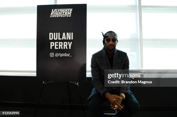 Dulani Perry poses for a photo during the The Ultimate Fighter: Undefeated Cast & Coaches Media Day inside the UFC Performance institute on February...