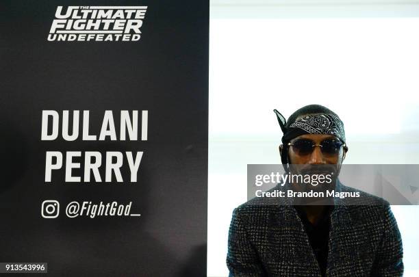Dulani Perry poses for a photo during the The Ultimate Fighter: Undefeated Cast & Coaches Media Day inside the UFC Performance institute on February...