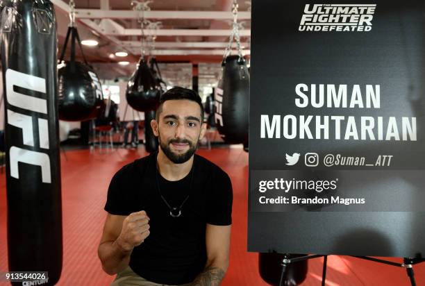 Suman Mokhtarian poses for a photo during the The Ultimate Fighter: Undefeated Cast & Coaches Media Day inside the UFC Performance institute on...