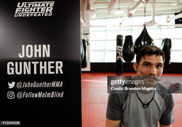 John Gunther poses for a photo during the The Ultimate Fighter: Undefeated Cast & Coaches Media Day inside the UFC Performance institute on February...