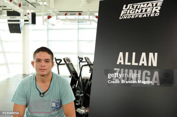 Allan Zuniga poses for a photo during the The Ultimate Fighter: Undefeated Cast & Coaches Media Day inside the UFC Performance institute on February...
