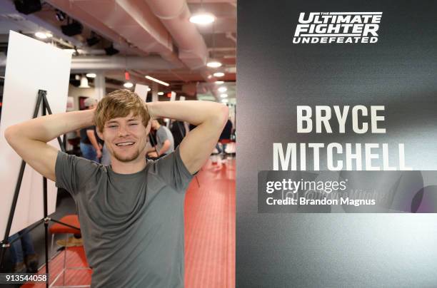 Bryce Mitchell poses for a photo during the The Ultimate Fighter: Undefeated Cast & Coaches Media Day inside the UFC Performance institute on...