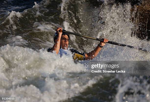 Julian Potvin Bernal of Canada competes in the Men's Canoe Single C1 during the 2009 Charlotte Open at the US National Whitewater Center on October...