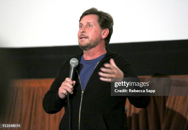 Director Emilio Estevez speaks at a screening of 'the public' during The 33rd Santa Barbara International Film Festival at the the Metro Theatre on...