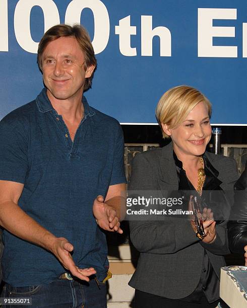 Actors Jake Weber and Patricia Arquette attend the cake cutting celebration for the 100th episode of CBS's ''Medium'' on August 27, 2009 in Manhattan...