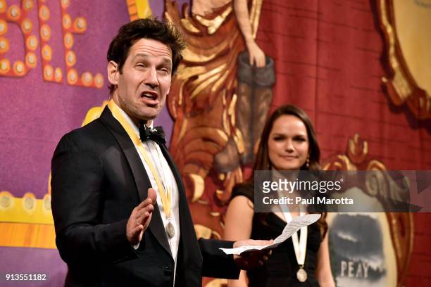 Actor Paul Rudd speaks onstage during Hasty Pudding Theatricals Honors Paul Rudd as 2018 Man of The Year on February 2, 2018 in Cambridge,...