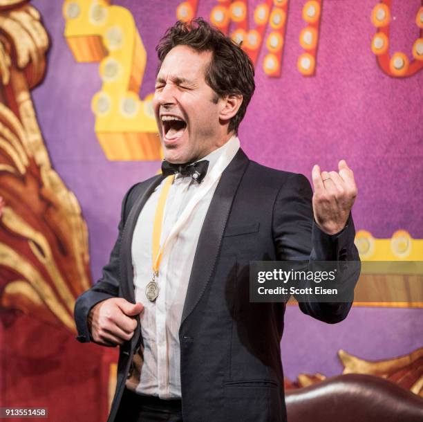 Paul Rudd at the Hasty Pudding 2018 Man of the Year Celebration co-hosted by Clase Azul Tequila on February 2, 2018 in Cambridge, Massachusetts.