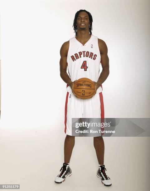 Chris Bosh of the Toronto Raptors poses for a portrait during 2009 NBA Media Day on September 28, 2009 at Air Canada Centre in Toronto, Canada. NOTE...