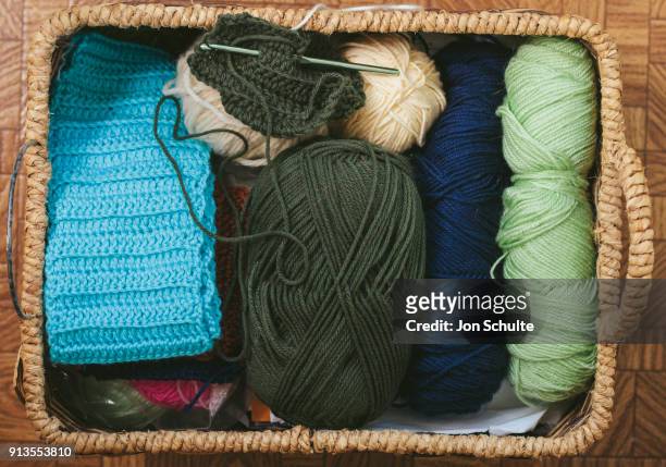 a basket full of yarn - west chester, ohio stock pictures, royalty-free photos & images