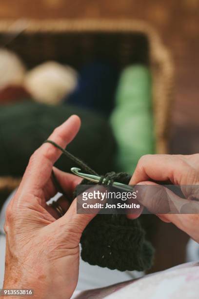 old lady knitting - west chester, ohio stock pictures, royalty-free photos & images