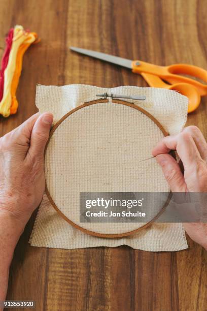 old lady sewing - west chester, ohio stock pictures, royalty-free photos & images