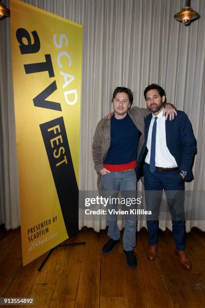 Actor Zach Braff and writer/producer Matt Tarses attend the SCAD aTVfest 2018 x EW Party at Lure on February 2, 2018 in Atlanta, Georgia.