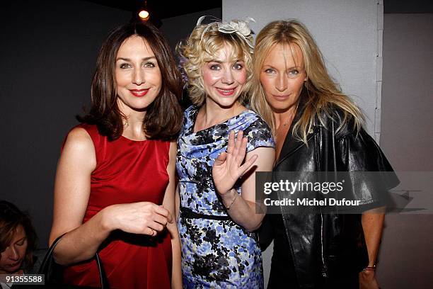 Elsa Zylberstein, Julie Depardieu and Estelle Lefebure attend Christian Dior Pret a Porter during Paris Womenswear Fashion Week Spring/Summer 2010 on...