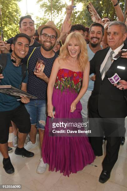 Kylie Minogue delights fans on the eve of the first all electric ABB FIA Formula E race on February 2, 2018 in Santiago, Chile.