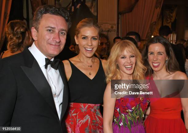 Formula E CEO Alejandro Agag, Nicki Shields, Kylie Minogue and Ana Aznar Botella attend the official gala dinner on the eve of the first all electric...