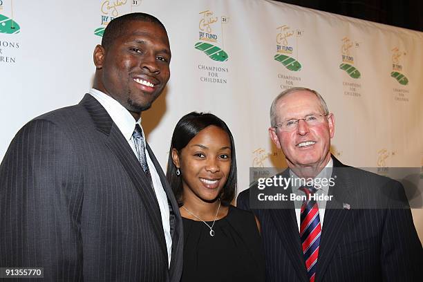 Jonathan Goff of the New York Giants, wife Sara Goff andCoach Tom Coughlin attends the 5th Annual Tom Coughlin Jay Fund's Champions for Children Gala...