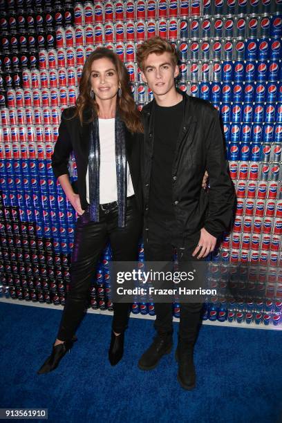 Cindy Crawford and Presley Gerber at Pepsi Generations Live Pop-Up on February 2, 2018 in Minneapolis, Minnesota.