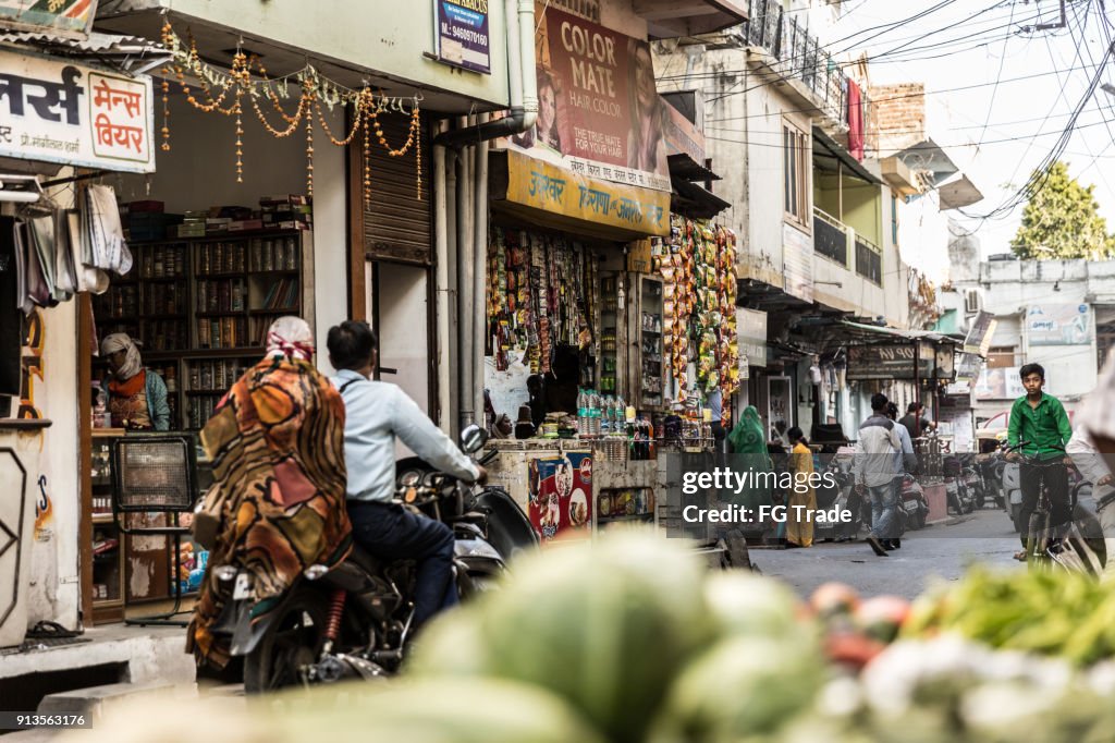 Drukke stad van Udaipur in India