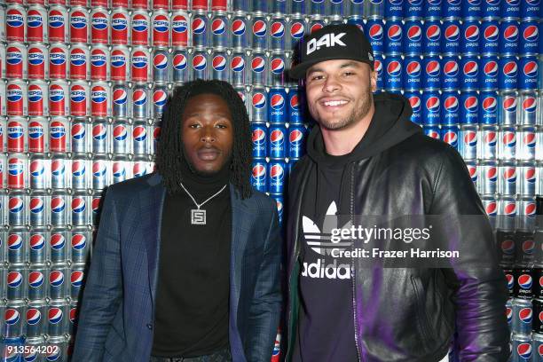 Alvin Kamara and Dak Prescott at Pepsi Generations Live Pop-Up on February 2, 2018 in Minneapolis, Minnesota.