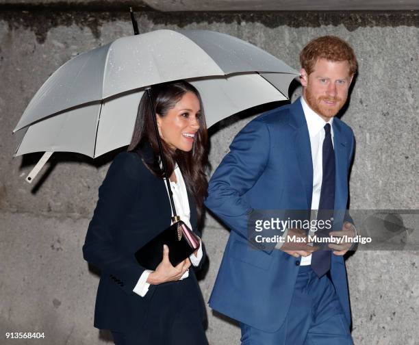 Prince Harry and fiance Meghan Markle attend the 'Endeavour Fund Awards' Ceremony at Goldsmiths' Hall on February 1, 2018 in London, England. The...