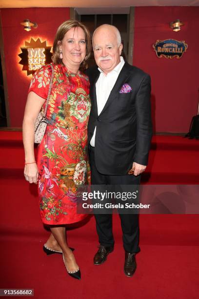 Peter Gauweiler and his wife Eva Gauweiler during Michael Kaefer's 60th birthday celebration at Postpalast on February 2, 2018 in Munich, Germany.