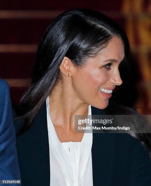 Meghan Markle attends the 'Endeavour Fund Awards' Ceremony at Goldsmiths' Hall on February 1, 2018 in London, England. The awards celebrate the...