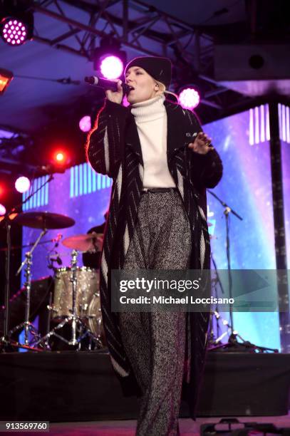 Skylar Grey performs on the Verizon Up Stage at Super Bowl LIVE presented by Verizon on February 2, 2018 in Minneapolis, Minnesota.