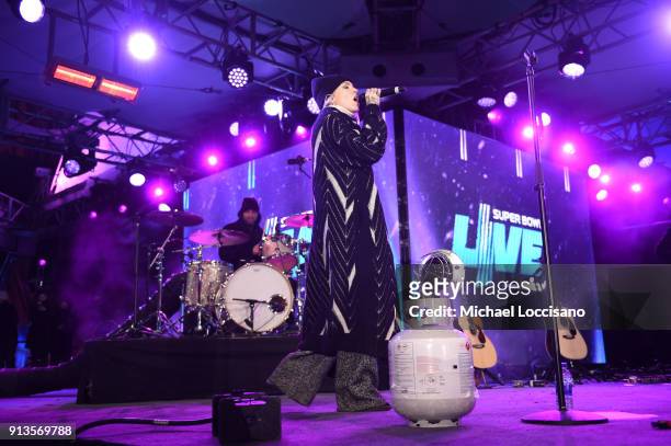 Skylar Grey performs on the Verizon Up Stage at Super Bowl LIVE presented by Verizon on February 2, 2018 in Minneapolis, Minnesota.