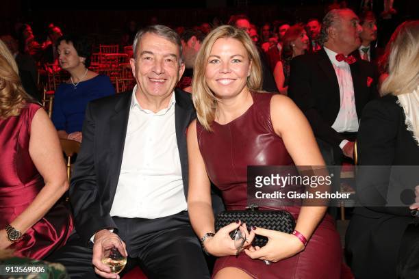 Wolfgang Niersbach and his girlfriend Marion Popp during Michael Kaefer's 60th birthday celebration at Postpalast on February 2, 2018 in Munich,...