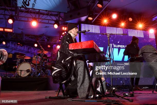 Skylar Grey performs on the Verizon Up Stage at Super Bowl LIVE presented by Verizon on February 2, 2018 in Minneapolis, Minnesota.